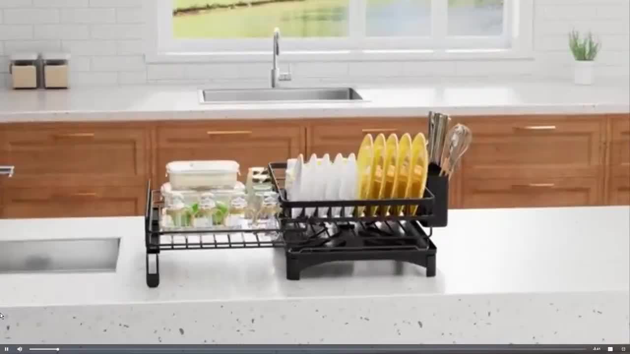 Expandable 2-in-1 Dish Drying Rack - Space-Saving, Rust-Resistant Metal Dish Drainer With Pan Slots, Utensil Holder, And Drainboard For Kitchen Counter And Sink Organization