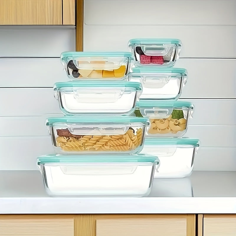 8pcs BPA-Free Glass Food Storage Containers with Leak-Proof Locking Lids – Microwave, Oven, Freezer & Dishwasher Safe – Perfect for Meal Prep, Snacks, Fruits & Veggies