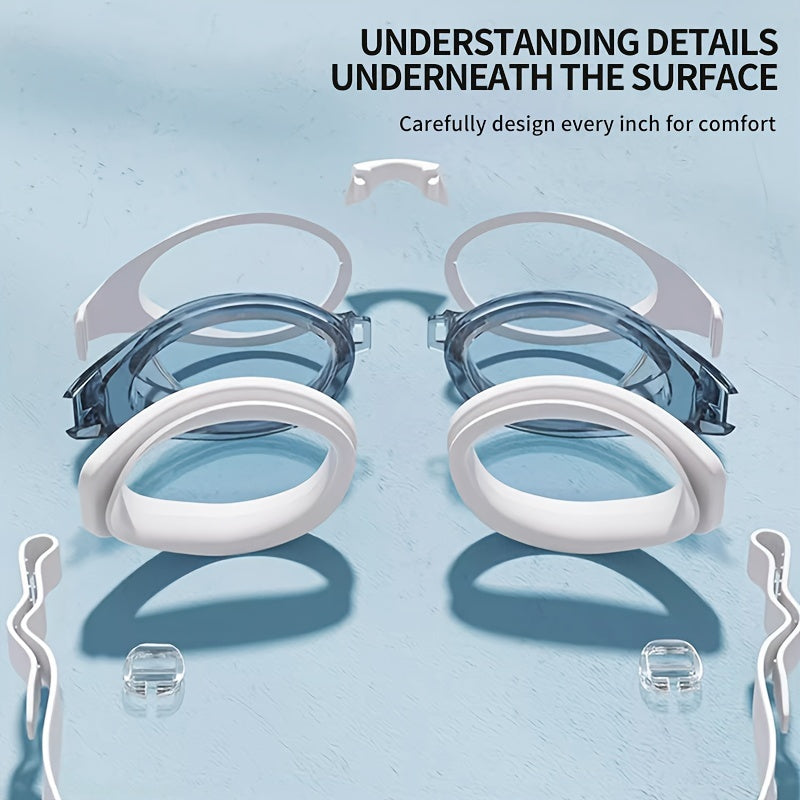 HD Anti-Fog Waterproof Swim Goggles for Men & Women - Durable PC+ABS, Multiple Colors Available
