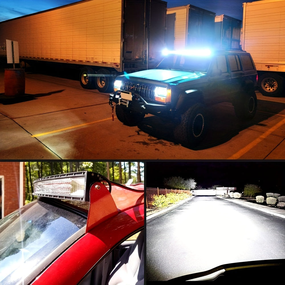 Curved LED Light Bar Set, 55.88/81.28/106.68 cm, High Brightness 3000+ Lumens, Heavy-Duty Mounts, Easy Installation, for SUV, Boat, Truck, 12-24V DC, No Battery Included, Vehicle Off-Road Lighting