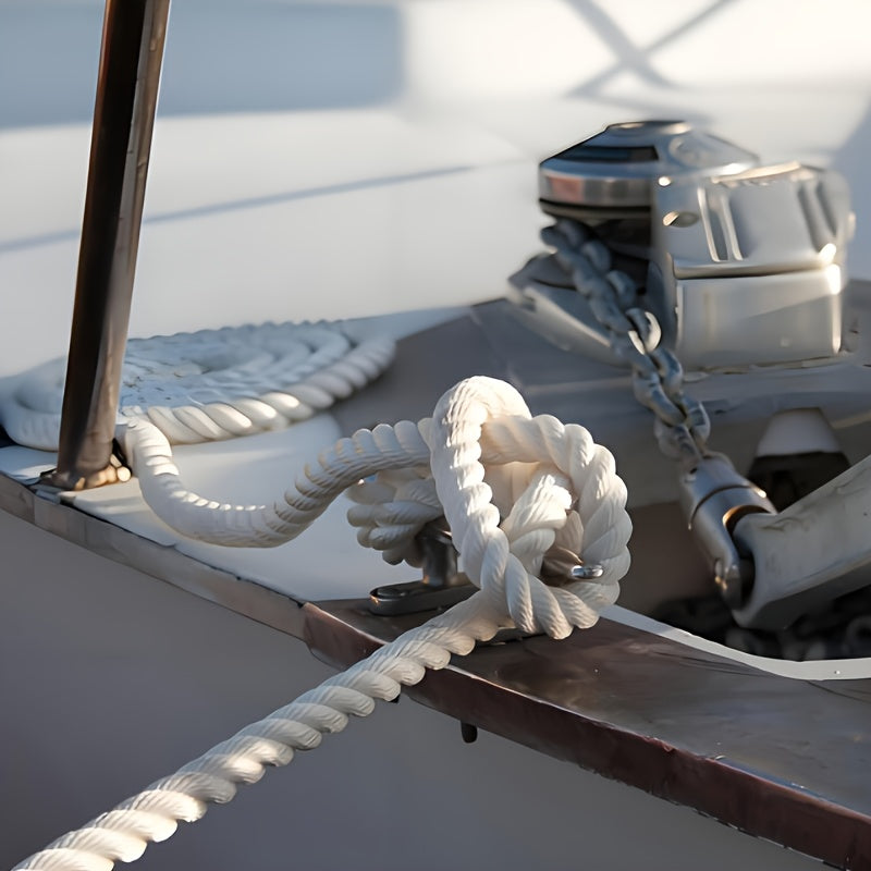 White Polypropylene Dock Line 22.86meter with Thimble - UV Resistant & Floatable Anchor Rope for Boats - Single Pack