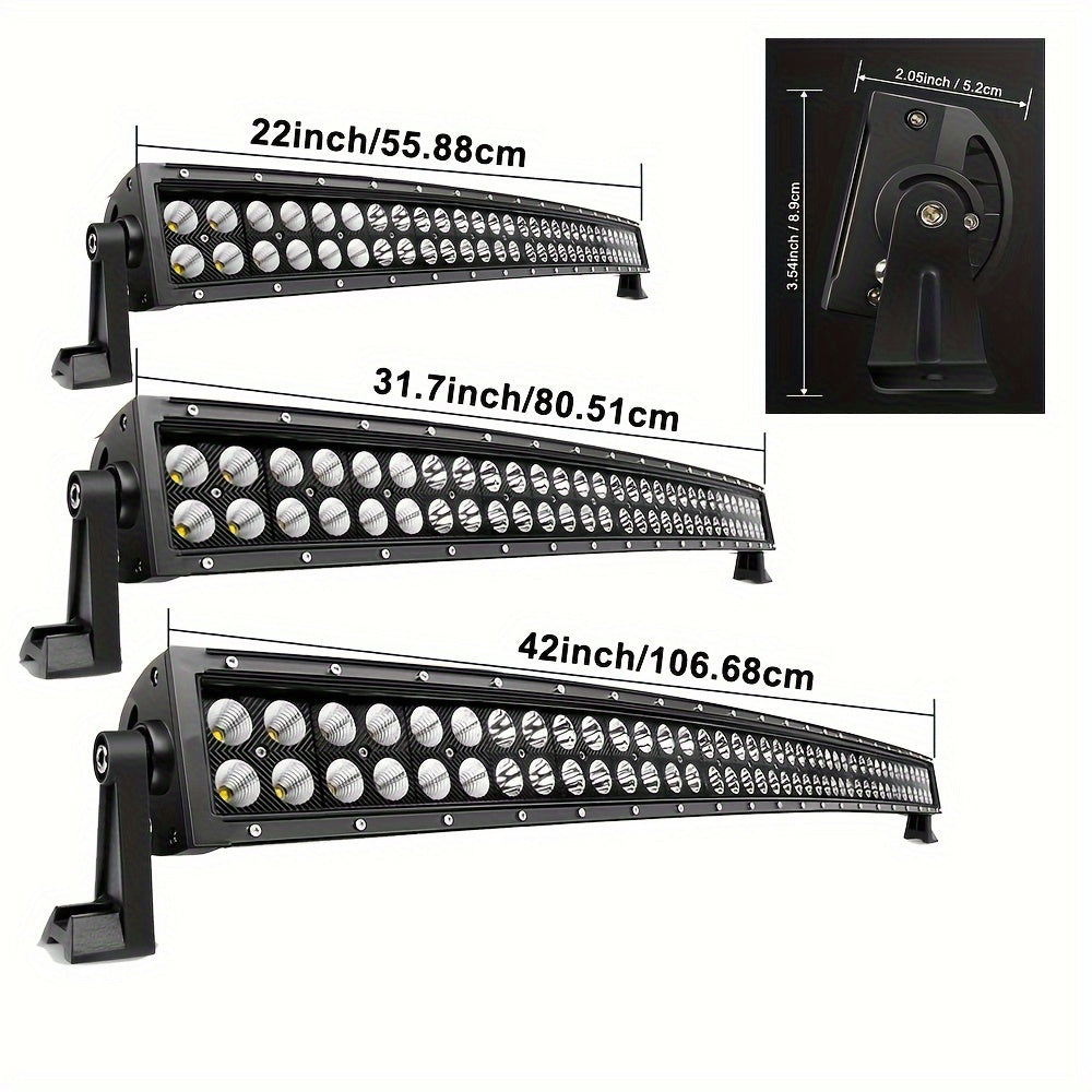 Curved LED Light Bar Set, 55.88/81.28/106.68 cm, High Brightness 3000+ Lumens, Heavy-Duty Mounts, Easy Installation, for SUV, Boat, Truck, 12-24V DC, No Battery Included, Vehicle Off-Road Lighting
