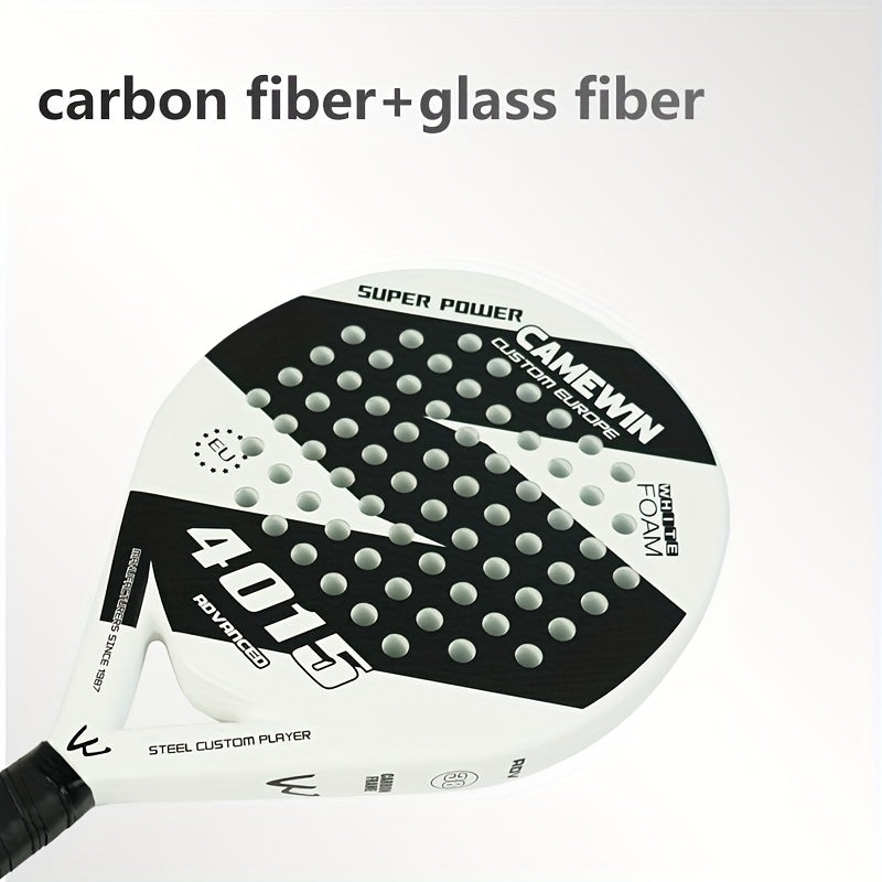 1set, Carbon Fiber Padel Tennis Racket, 2 Tennis Balls, 2 Racket Overgrips And 1 Storage Bag, Outdoor Sports Training Equipment