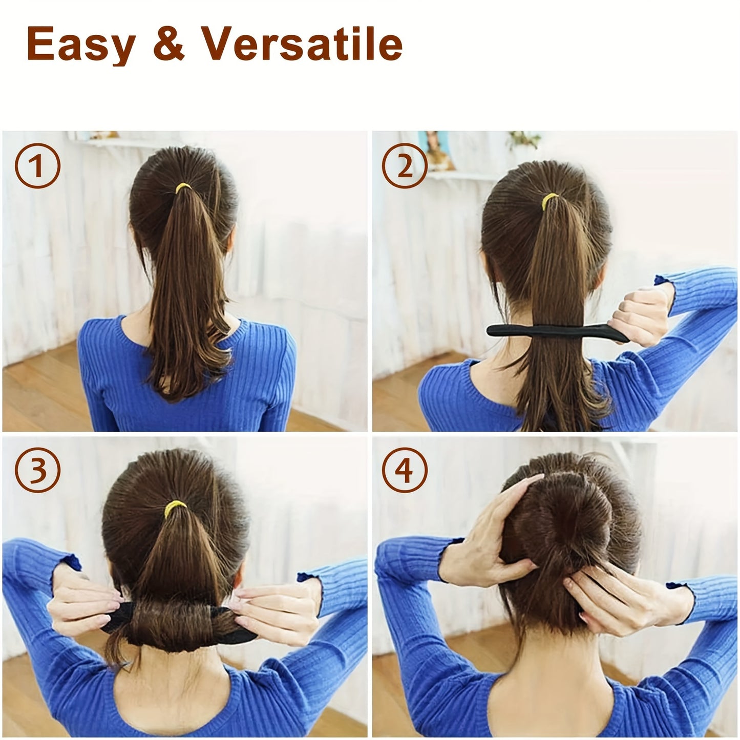4pcs Black Magic Hair Bun Maker, Foam Sponge Bun Twist Shaper, DIY Hair Donuts Chignon, Hair Disk Ponytail Bun Maker