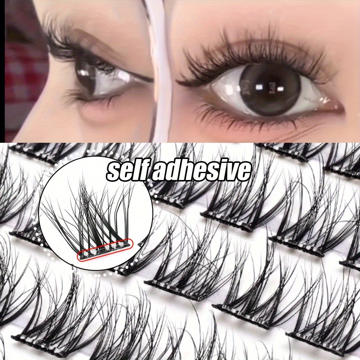 80 Clusters of 5D Faux Mink Eyelash Clusters Self-Adhesive with No Need for Glue The False Eyelashes Present a Fluffy and Messy Look Being Easy to Apply and Reusable