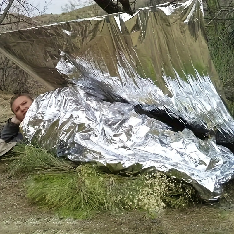 4-Pack Emergency Mylar Thermal Blankets - Durable PET Material, Heat Retention, Survival Space Blankets for Outdoor Adventures, Natural Disasters, First Aid Rescue, Waterproof, Reflective Safety Gear