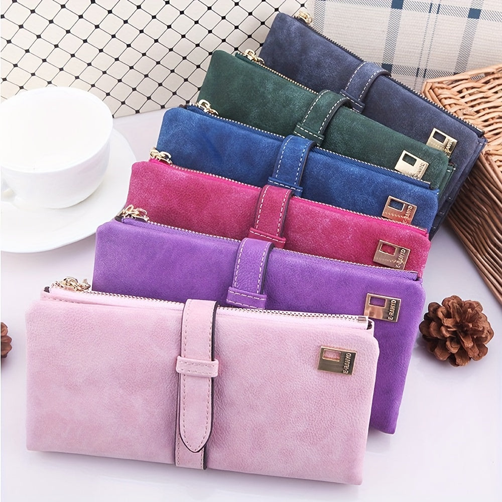 Vegan Leather Clutch Wallet - Women's Long Handbag with Photo Window, Credit Card Holder, and Organizer - Stylish, Cruelty-Free, and Spacious Accessory