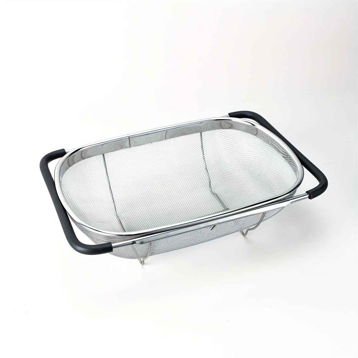 1pc Adjustable Stainless Steel Sink Colander - Multifunctional Vegetable and Fruit Washing Basket with Drain Rack, Strainer, and Kitchen Accessories - Space-Saving, Easy to Clean, and Durable Kitchen Gadget