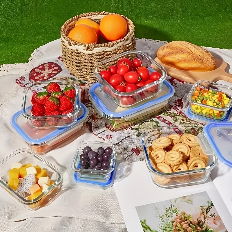 8pcs BPA-Free Glass Food Storage Containers with Leak-Proof Locking Lids – Microwave, Oven, Freezer & Dishwasher Safe – Perfect for Meal Prep, Snacks, Fruits & Veggies