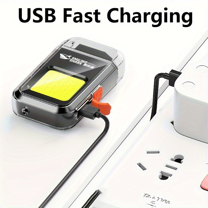 1pc Smiling Shark Rechargeable Electric Heating Wire Lighter - Windproof, Flashlight, Fashionable Design, USB Charging, ABS Material, Suitable for Camping, Hiking, Travel - Universal Use with USB Cable Included, Perfect for C