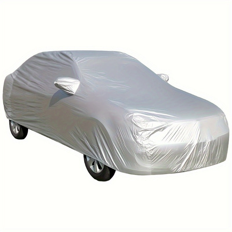 Universal Car Cover - Waterproof, Sun Protection, Heat Insulation, All-weather Protection, Durable Outdoor Silvery Cover