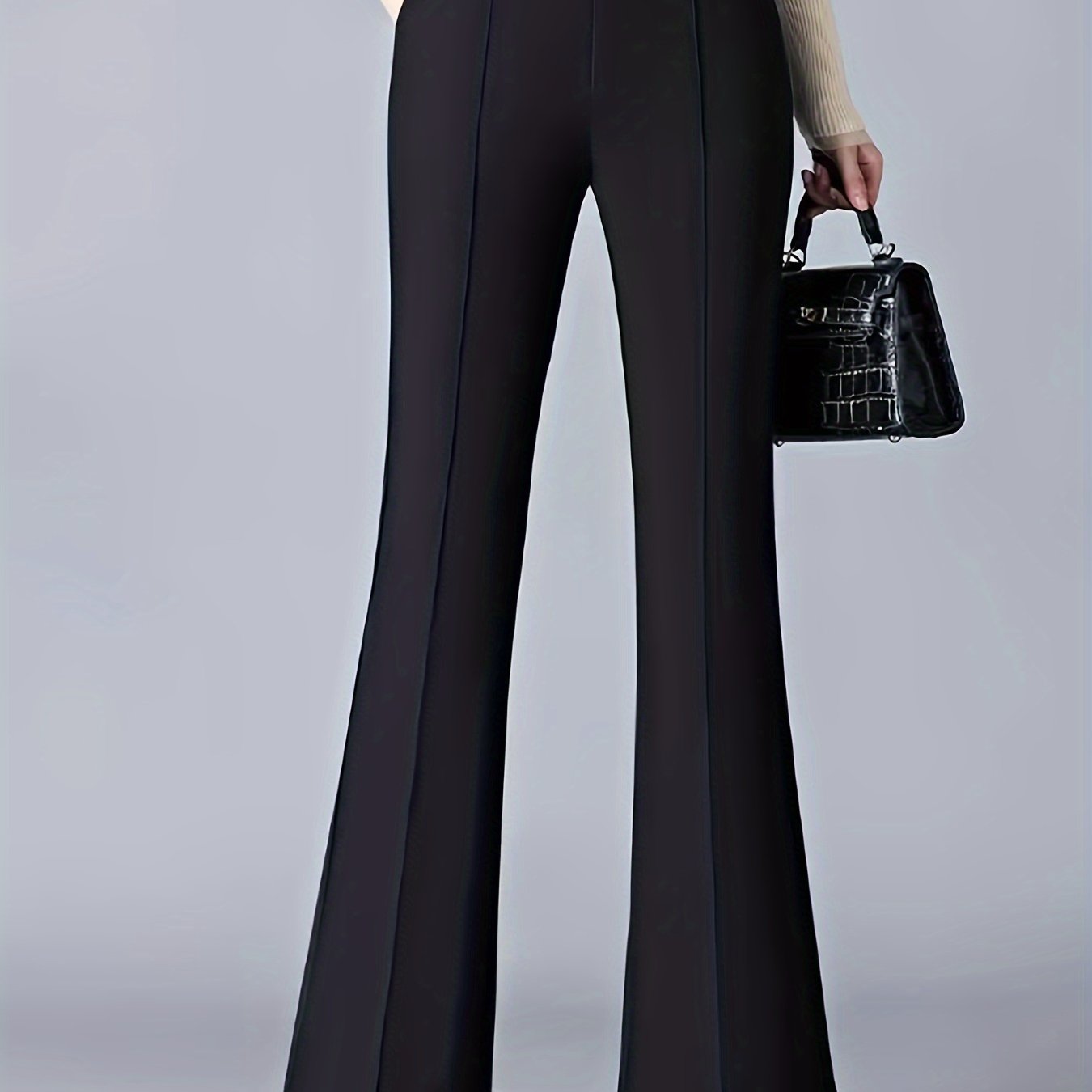 Women's High-Waisted Slimming Flared Pants - Versatile, Stretchy, Suitable for Spring & Autumn