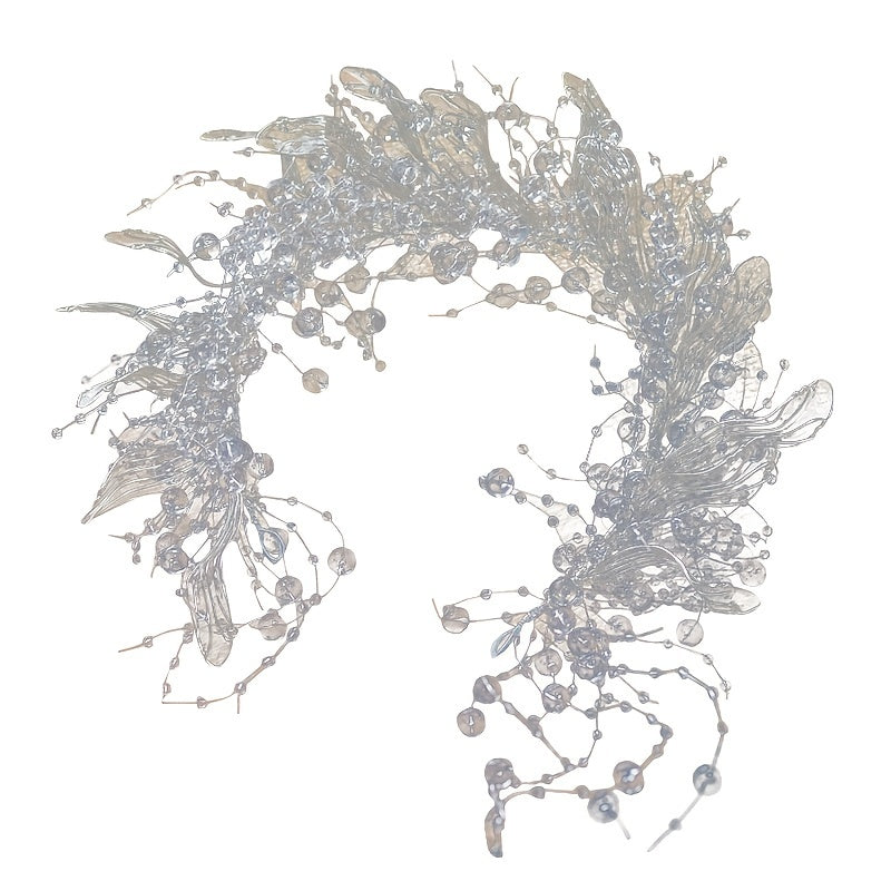 Luxurious Artificial Crystal Bead Hair Accessories, Liquid Flower Headpieces, Bridal Wedding Hair Ornaments, Handmade Hair Adornments.