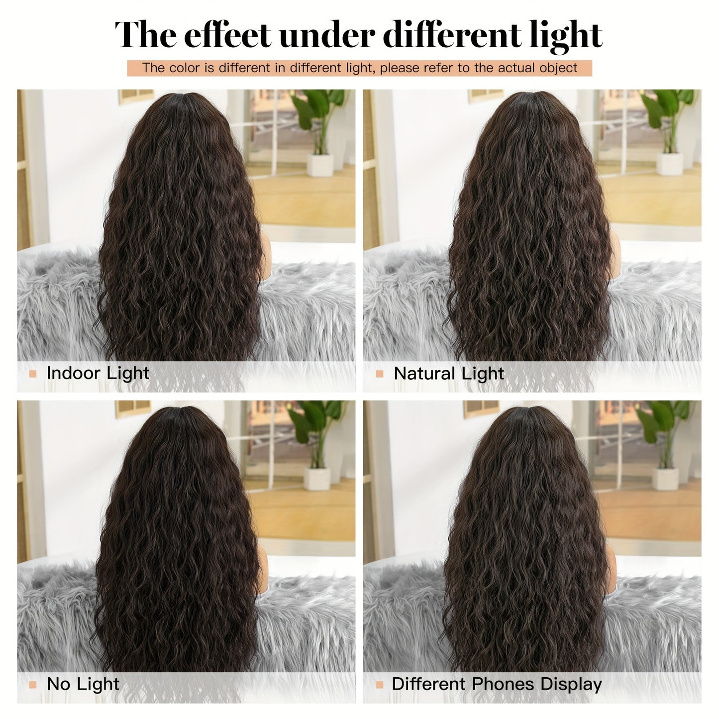 Women's Cold Brown Long Wavy Curly Wave Wig, 150% Density, Rose Net Cap, Tanglon Silk, Elegant Style, All Ethnicities, No Lace Full Top Hairpiece for Daily Wear
