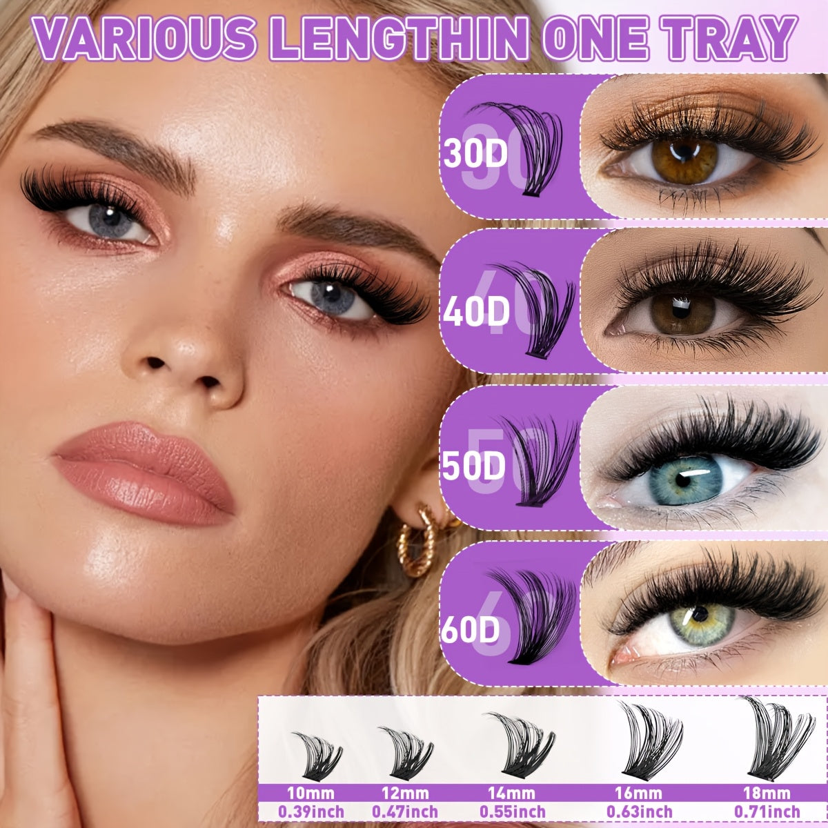 200/800pcs DIY Eyelash Extension Kit Individual Lashes Cluster, 9-16mm Mix 30D 40D 50D 60D with Lash Bond and Tweezers for Beginners, Exquisite gift set Beautiful gift, New Year gift