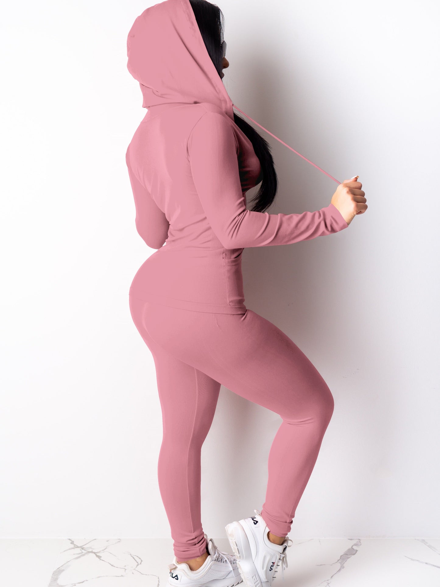 Women Two Piece Outfits Workout Sets Bodycon Tracksuit Long Sleeve Zip Up Hoodie Jacket Jogger Matching Sweat Pants Set