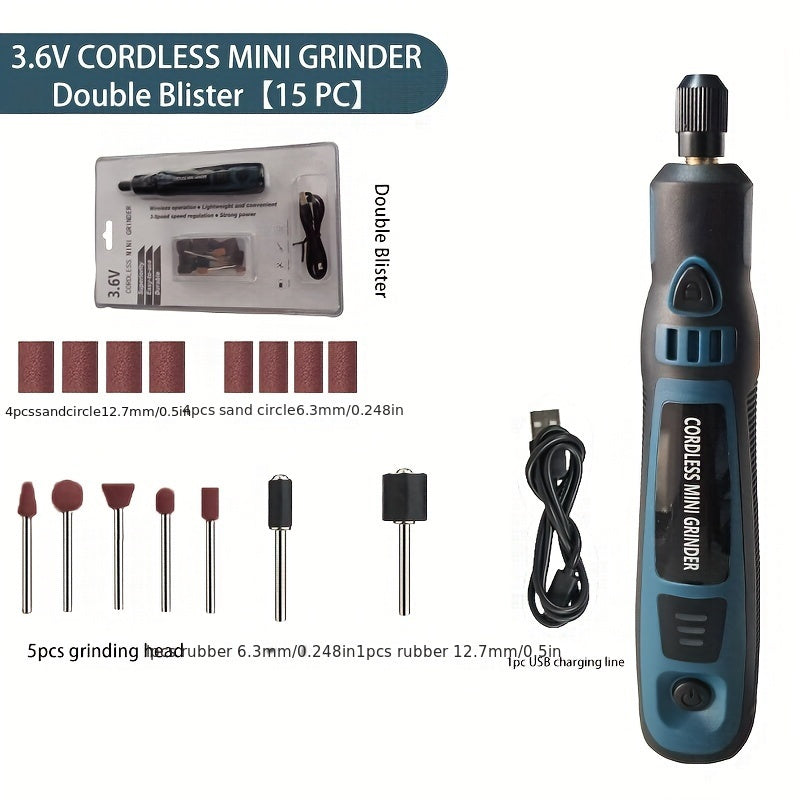 1 Set DIY Small Electric Grinder, Household Hand-held Electric Engraving Tool For Jade Engraving, Polishing Tool, USB Rechargeable Electric Grinder Set, Electric Grinder, Mini Small Electric Grinder Pen, Power Tool