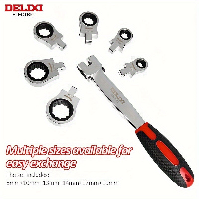 DELIXI ELECTRIC 12-in-1 Interchangeable Ratchet Wrench Set, Mechanical Metal Socket Spanner with Quick Release, Mirror Polished, Non-Slip, High Temperature Quenched, Precision Forged