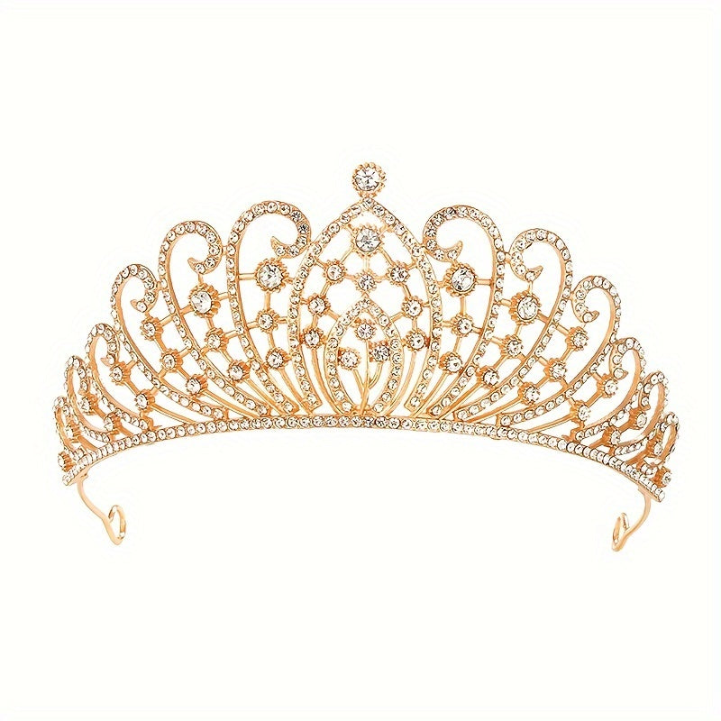 Elegant Vintage Bridal Tiara - Baroque Luxury Rhinestone and Crystal Embellished Alloy Headpiece for Wedding Party and Formal Events