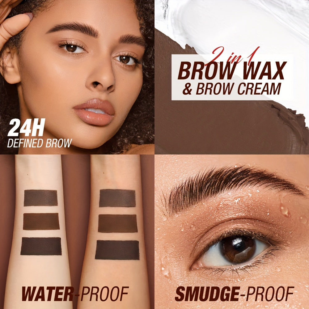 24-hour Waterproof O.TWO.O Eyebrow Cream and Wax - Natural, Long-lasting, Ultra Thin Slanted Brush for Precise Application, Concealer, and Shaping - Suitable for All Skin Types