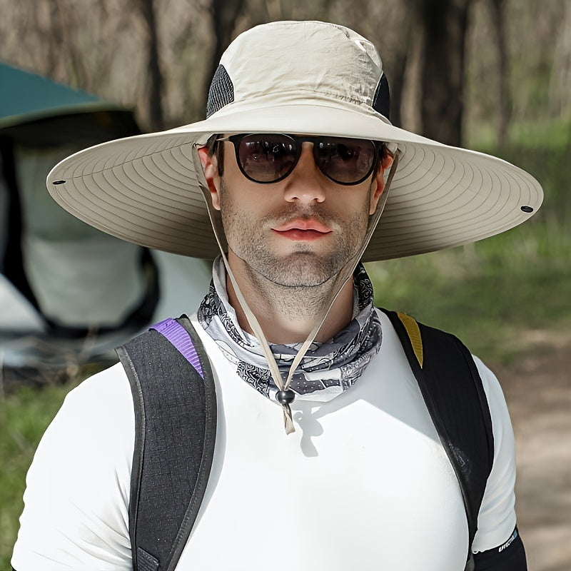 Men's UV-Protective Fisherman Hat, Solid Color Sunshade Cap for Fishing and Mountaineering