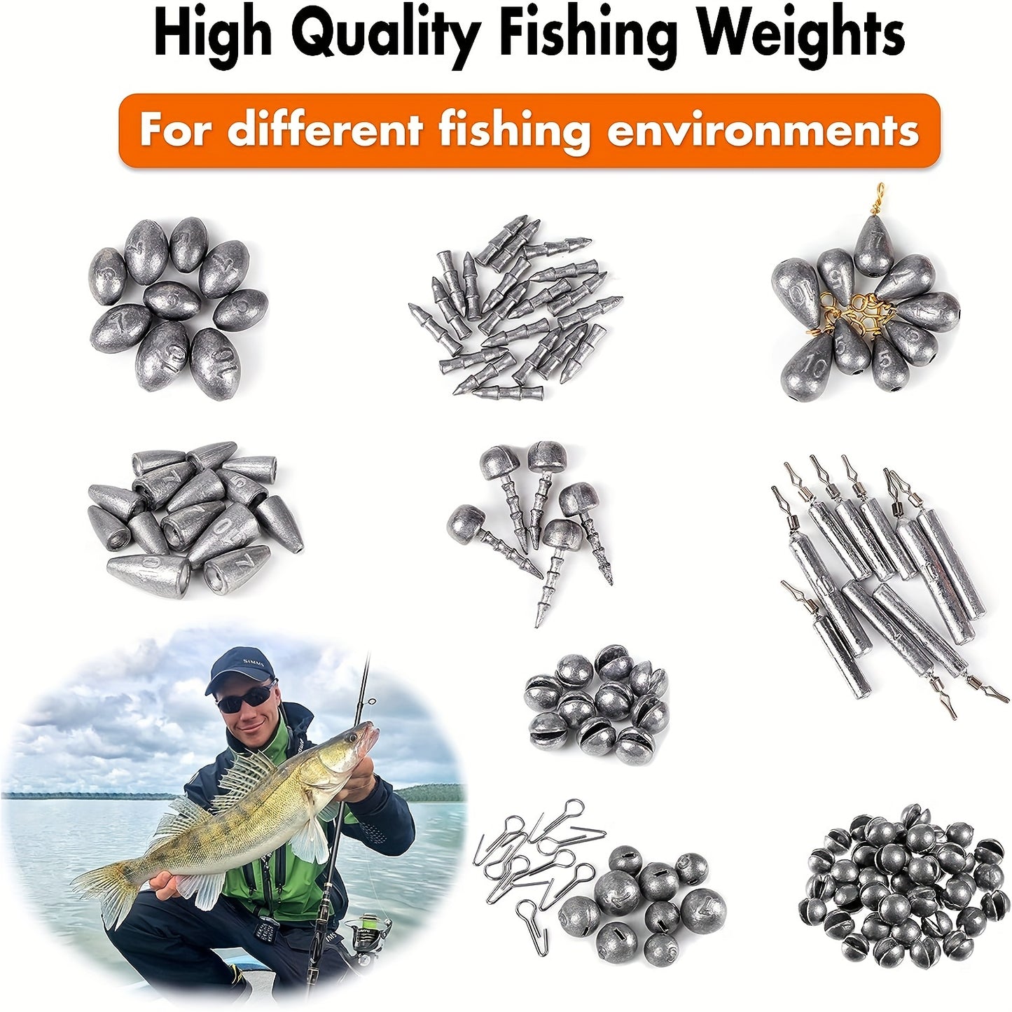 PLUSINNO 397pcs Fishing Accessories Kit, Fishing Tackle Box, Includes Fishing Gear, Hooks, Lead Weights, Hook Heads, Swivels, Combines into 12 Fishing Gear, Fishing Equipment Suitable for Perch, Bluegill, Trout, Crappie, etc,