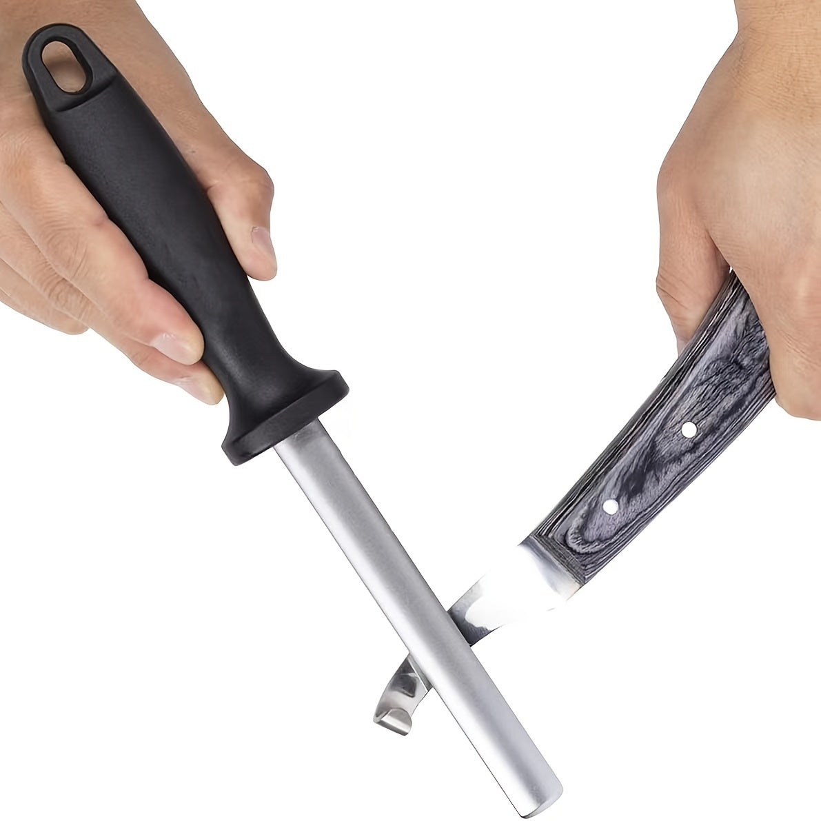 12.7cm Farrier Hoof Trimming Tool with Diamond-Coated Sharpening Rod for Horses - Durable Iron Alloy Loop Knife and Hoof Knife Sharpener Set for Precise and Effortless Grooming
