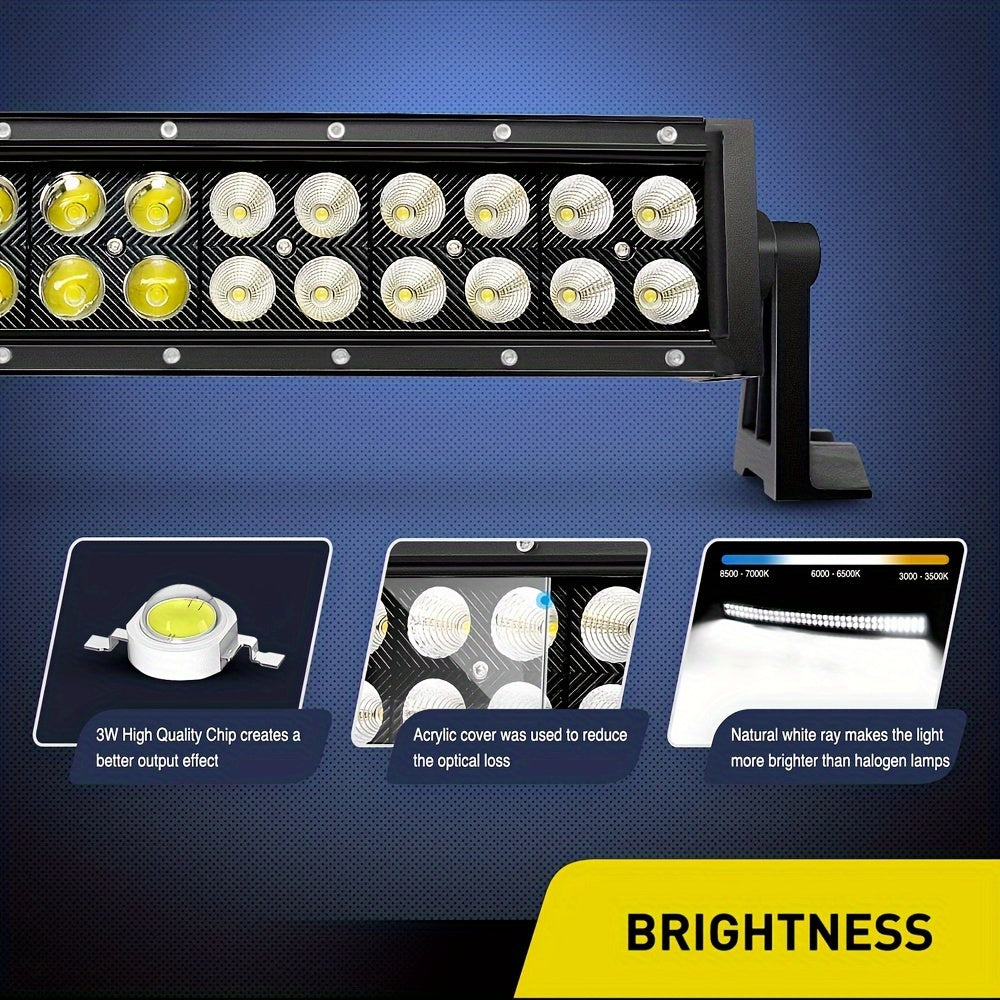 Curved LED Light Bar Set, 55.88/81.28/106.68 cm, High Brightness 3000+ Lumens, Heavy-Duty Mounts, Easy Installation, for SUV, Boat, Truck, 12-24V DC, No Battery Included, Vehicle Off-Road Lighting