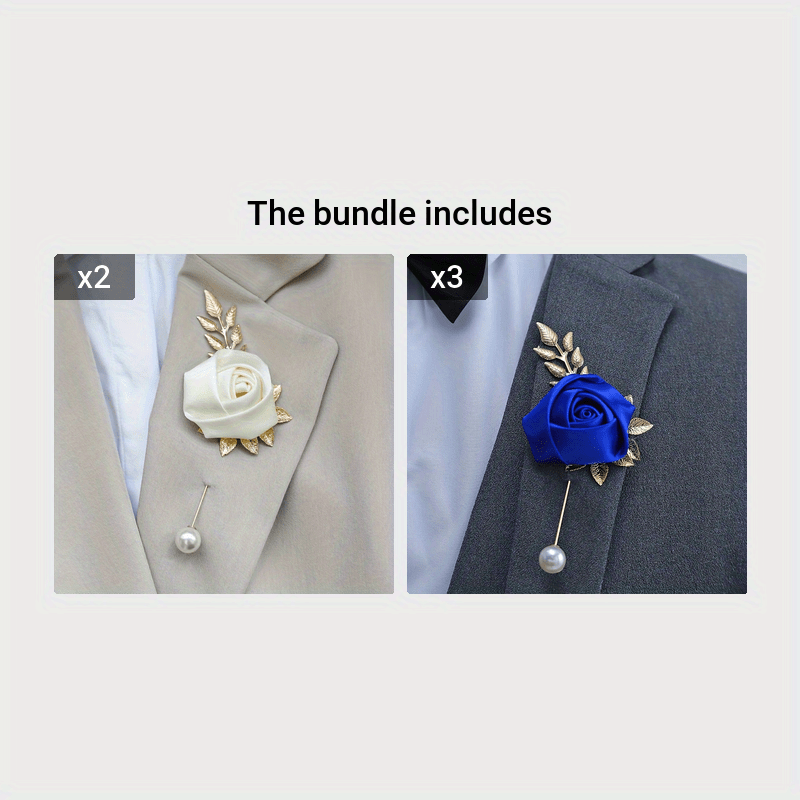 1pc High-end Faux Pearl & Rose Bud Boutonniere For Wedding Party Prom Decorations