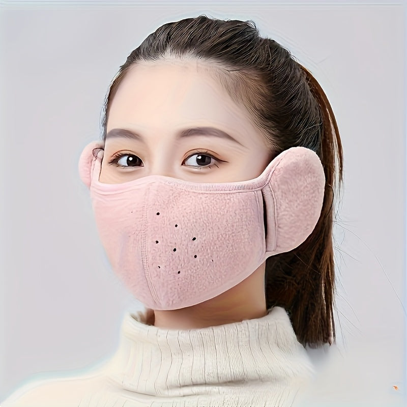 1pc Winter Warm Mask Earmuffs Solid Color Neutral Cold Mask Outdoor Cycling Hiking Ski Mask Ear Warmer For Women Men