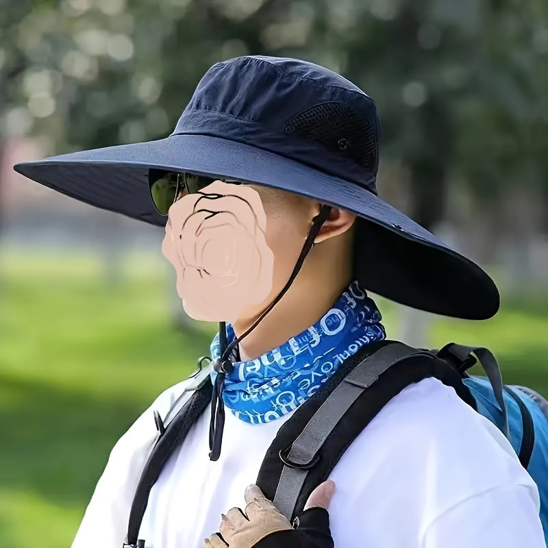 Men's UV-Protective Fisherman Hat, Solid Color Sunshade Cap for Fishing and Mountaineering