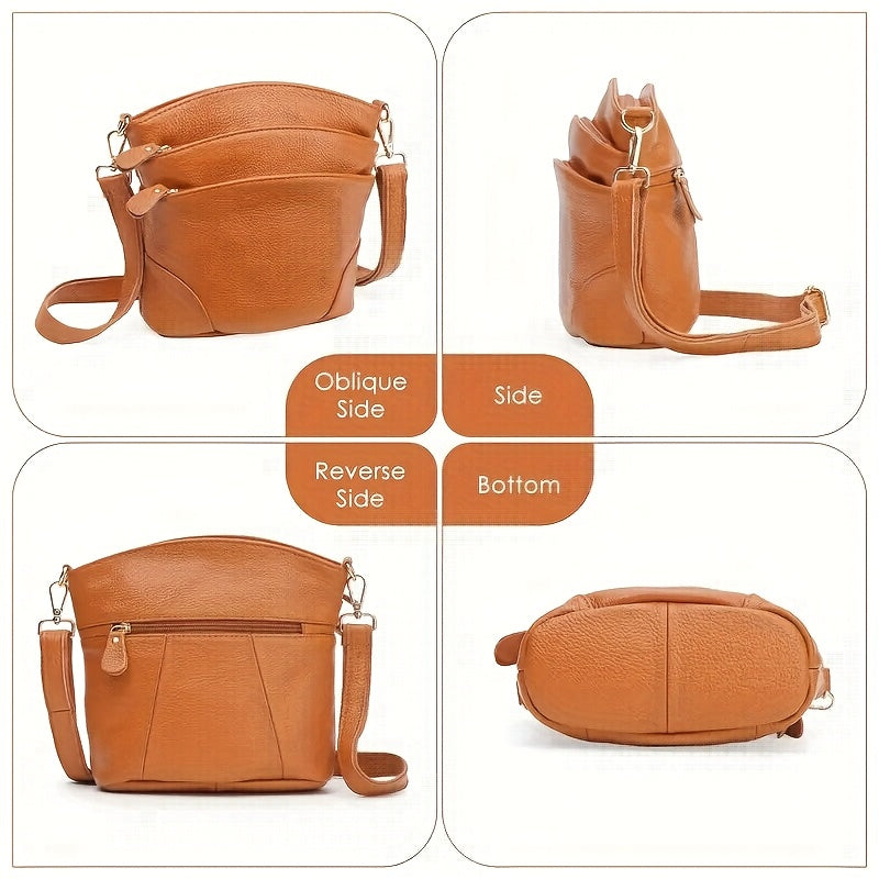 Men And Women Premium Genuine Cowhide Leather Crossbody Bag - Luxurious, Versatile, And Spacious With Ample Storage - Handbag Purse Cross Body Organizer Smart Phone Pockets