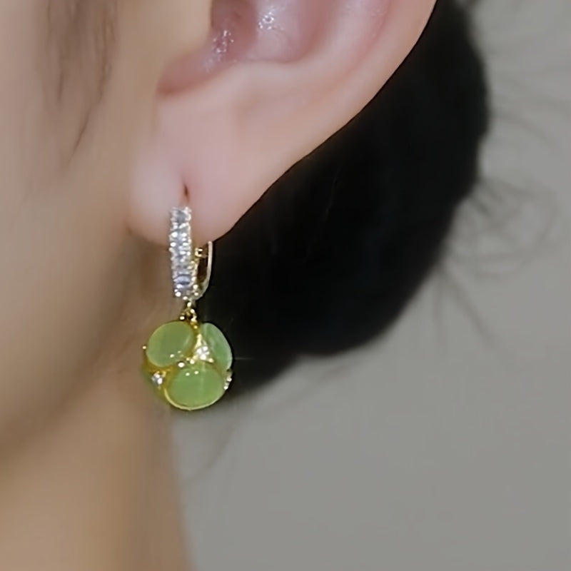 Super Gentle! Women's Drop Earrings Round Ball Earrings Earrings Earrings Buckle Earrings Light Luxury Earrings Niche Design Sense Of Gift For Girls 925 Silver Pin Anti-allergy