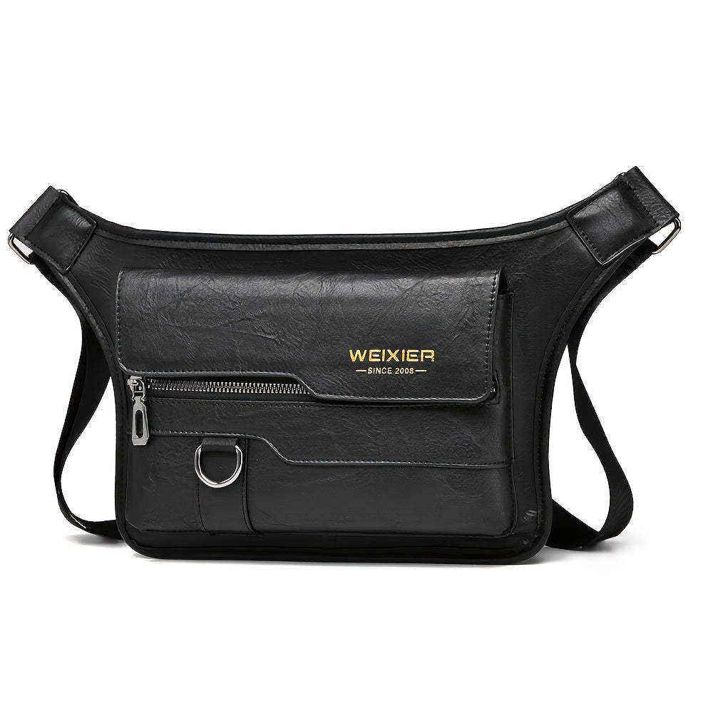 1pc Men's Vintage PU Leather Crossbody Bag - Large Capacity High Quality Chest Bag with Magnetic Closure, Multi-Compartment Design & Adjustable Strap (31.5inch) for Daily Commute, Casual Outings, Versatile Travel Pouch | Styl