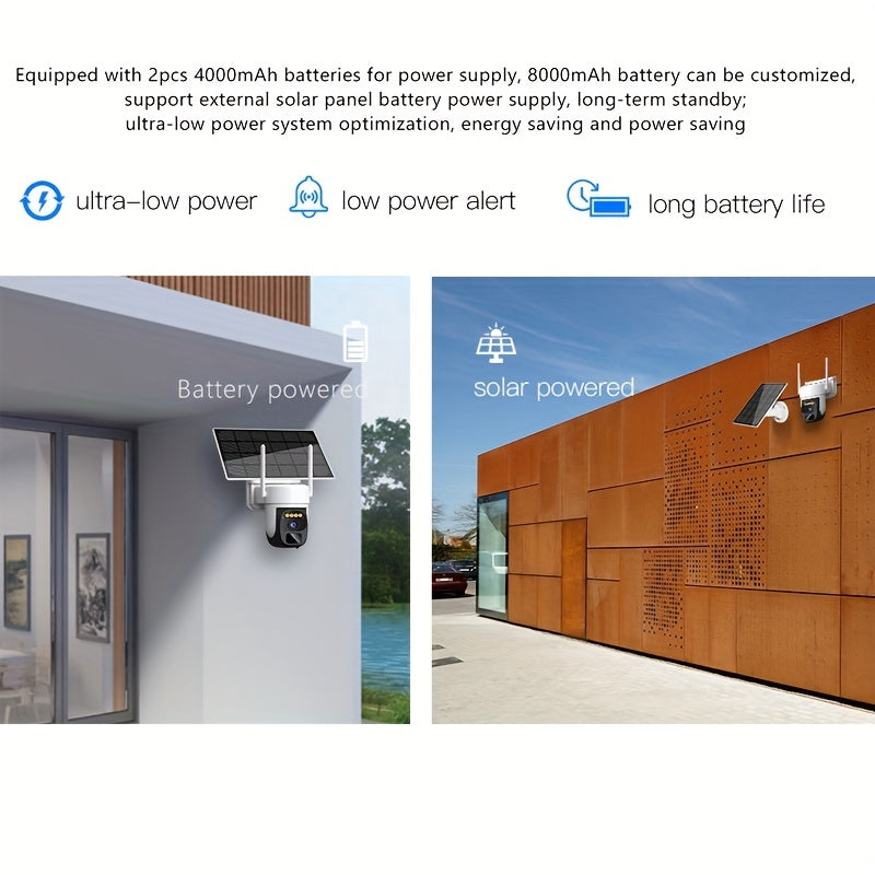 2K Pan Tilt 360° Solar-Powered Outdoor Wireless Security Camera With 3MP Color Night Vision, 2-Way Talk, Motion Detection, Perfect Gift For Birthdays, Easter, President's Day, Boys & Girlfriends