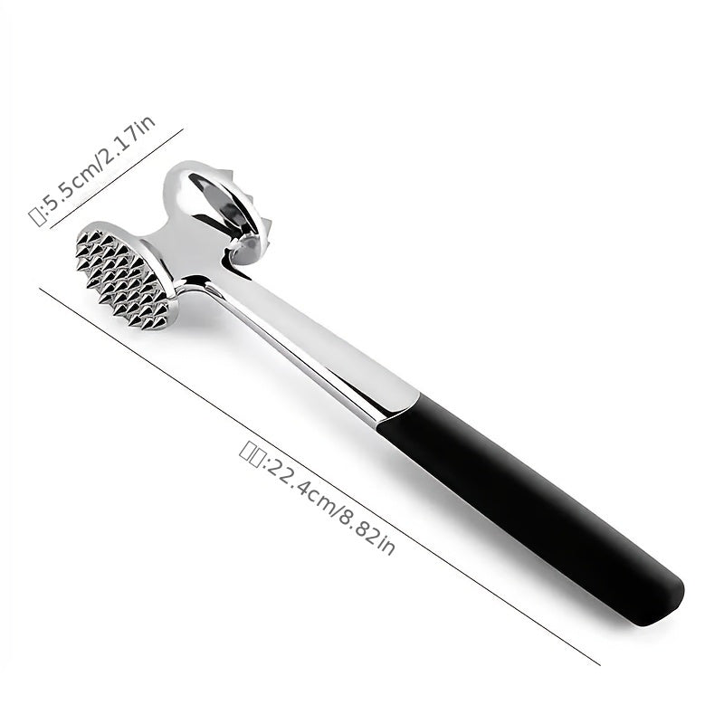 Premium Stainless Steel Meat Tenderizer Mallet with Non-Slip Handle - Dual Nail Design for Effortless Tenderizing of Steak, Chicken & Fish - Essential Kitchen Tool