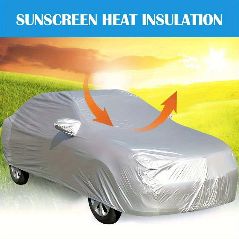 Universal Car Cover - Waterproof, Sun Protection, Heat Insulation, All-weather Protection, Durable Outdoor Silvery Cover