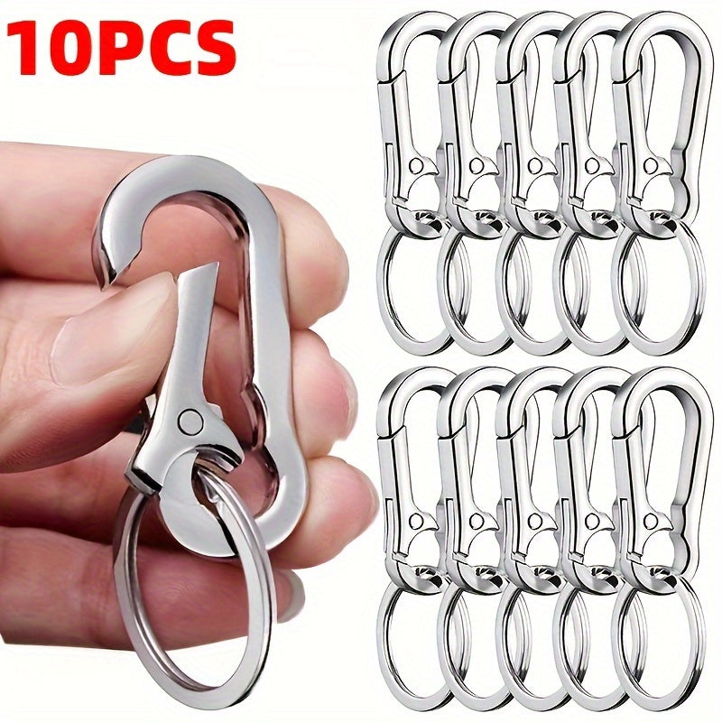 10-Pack Stainless Steel Carabiner Keychain Clips - Durable Metal Spring Snap Hook for Key Ring, Camping Gear, Backpacks