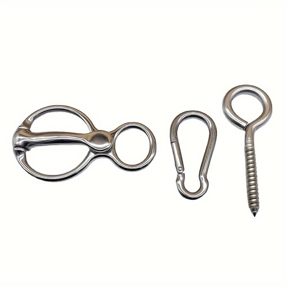 3pcs Stainless Steel Horse Gear Set - Durable Collar Strap with Quick Snap Fasteners & Eyebolts, Multi-Use for Training & Safety
