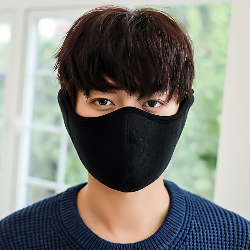 Winter Face & Ear Warmer - Windproof, Thickened for Extra Warmth, Breathable Cycling Mask in Black