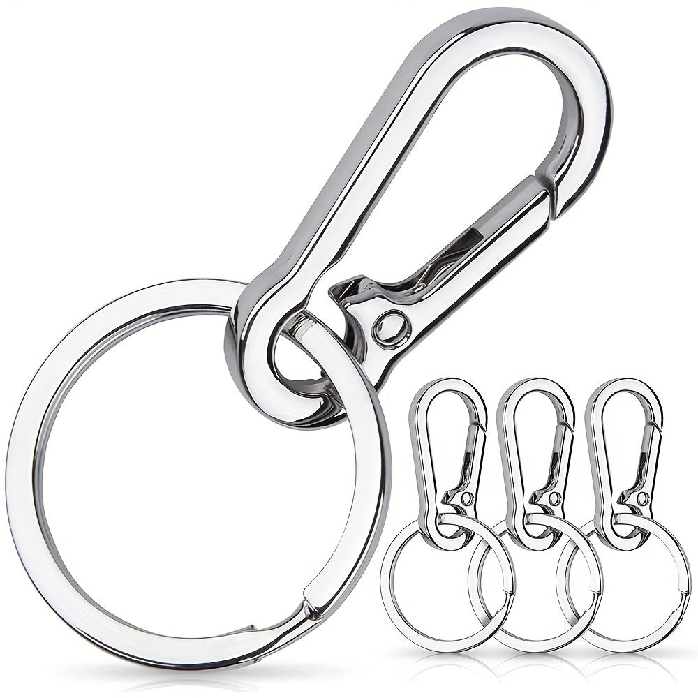 10-Pack Stainless Steel Carabiner Keychain Clips - Durable Metal Spring Snap Hook for Key Ring, Camping Gear, Backpacks