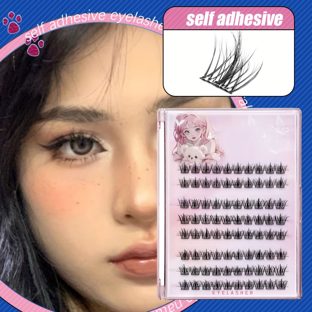 80 Clusters of 5D Faux Mink Eyelash Clusters Self-Adhesive with No Need for Glue The False Eyelashes Present a Fluffy and Messy Look Being Easy to Apply and Reusable