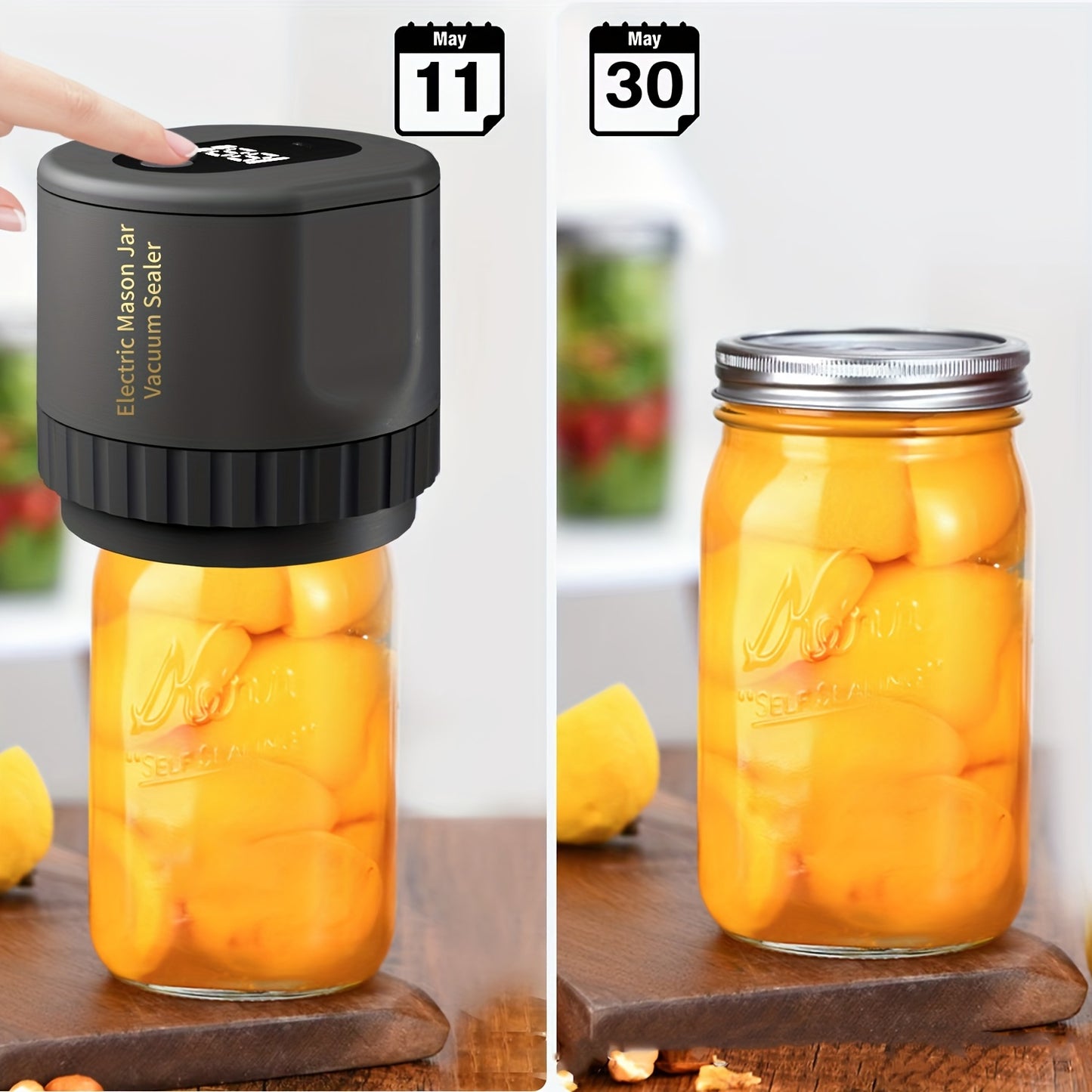 1pc, Electric Mason Jar Vacuum Sealer, Automatic Vacuum Pump With One-Touch Operation, Leak-Proof Seal For Regular And Wide-Mouth Canning Jar, Portable Food Saver For Freezer Dried Food Storage, Kitchen Tools