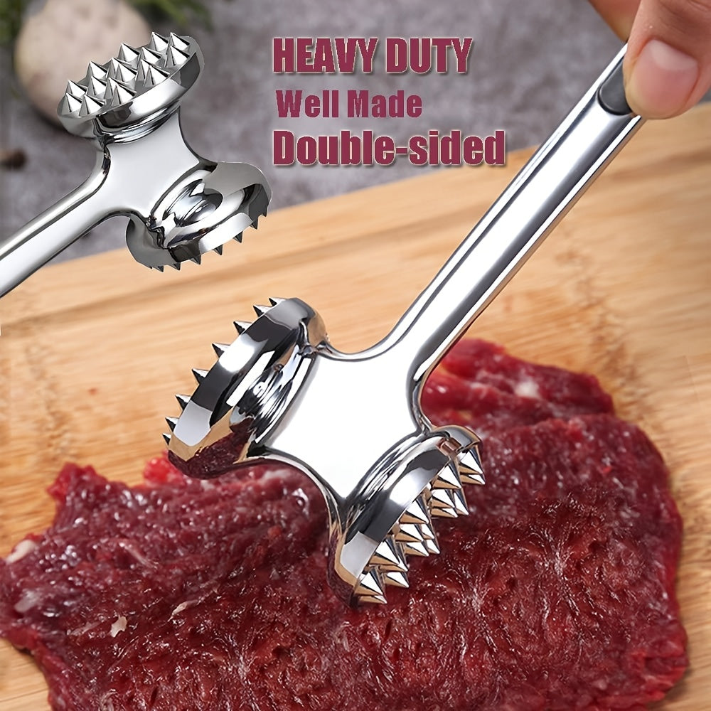 Premium Stainless Steel Meat Tenderizer Mallet with Non-Slip Handle - Dual Nail Design for Effortless Tenderizing of Steak, Chicken & Fish - Essential Kitchen Tool