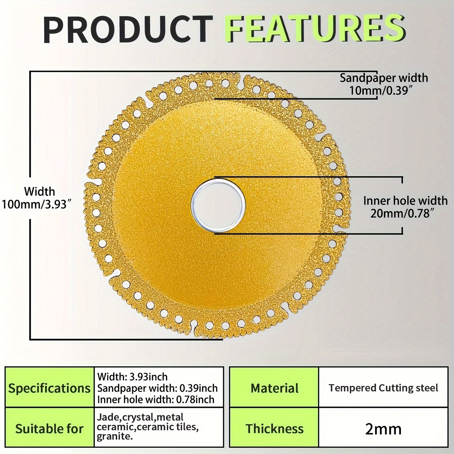 1pc Unbreakable Grinder Disc - Diamond Cutting Wheels for Smooth Cutting, Grinding, and Chamfering of Ceramic, Marble, Slate, PVC, and Wood!