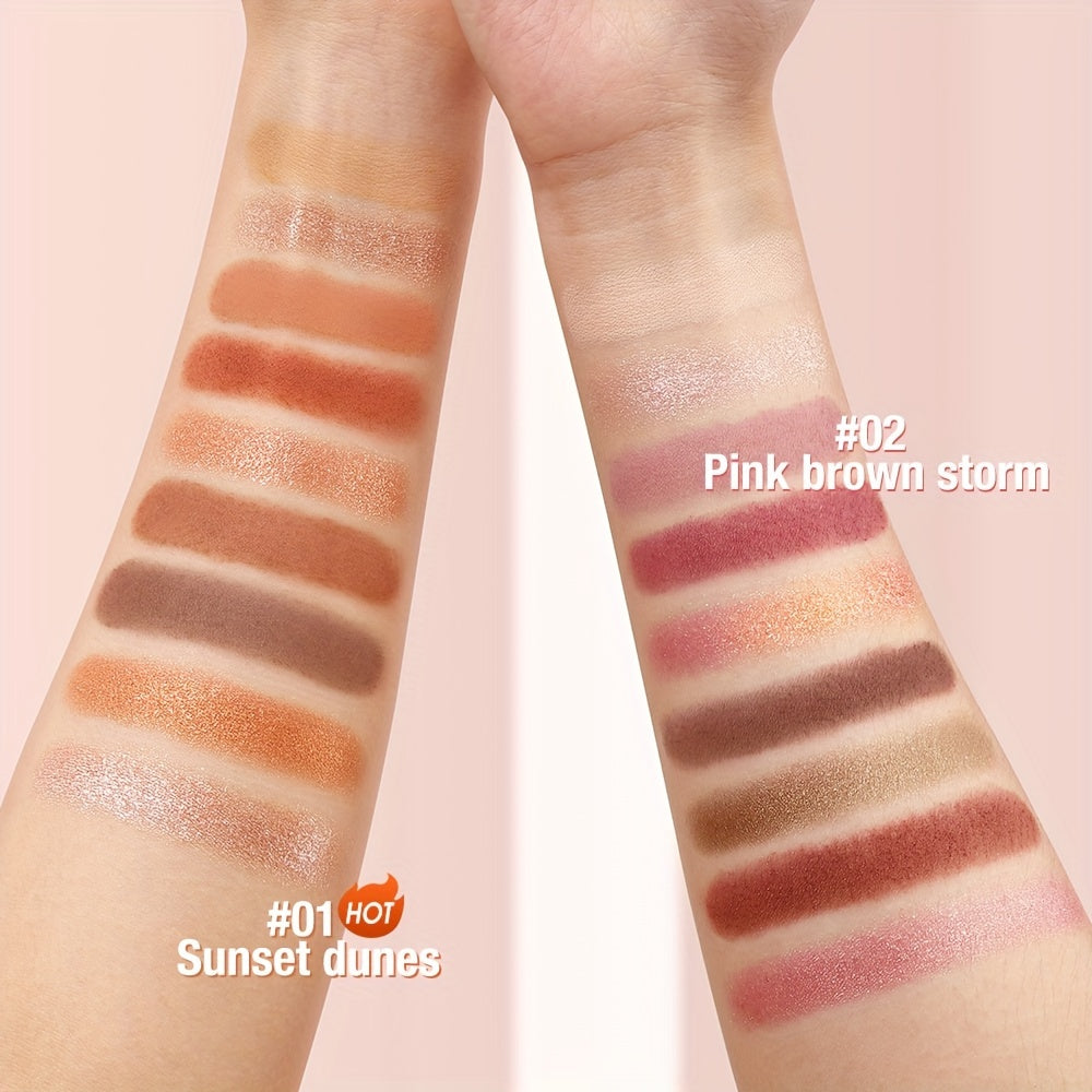 O.TWO.O Velvet Smooth Eyeshadow Palette - 9 Vibrant Colors, Matte & Shimmer Finish, Long-Lasting High Pigment Makeup with Rose Golden Compact, Perfect for Valentine’s Day or Everyday Glam