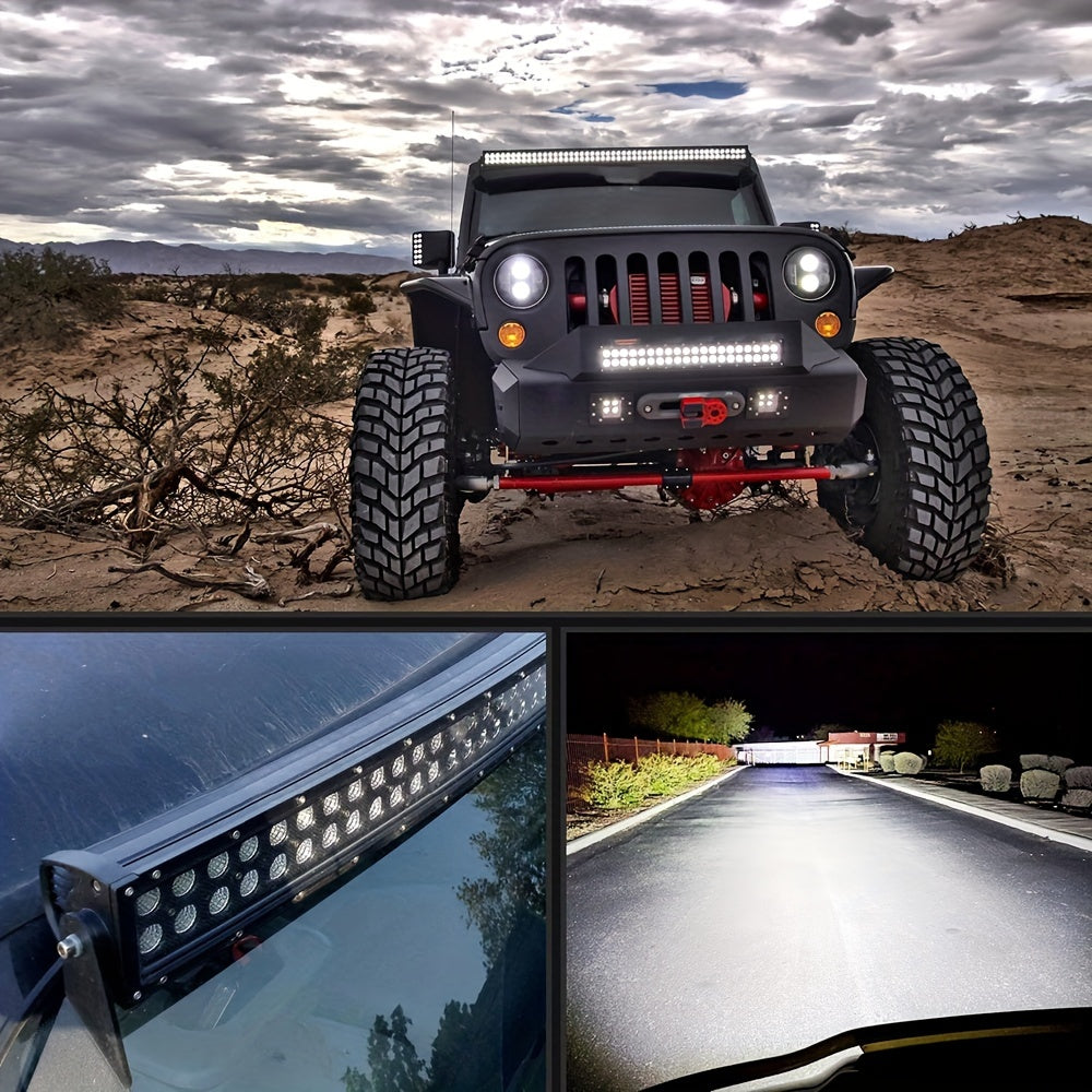Curved LED Light Bar Set, 55.88/81.28/106.68 cm, High Brightness 3000+ Lumens, Heavy-Duty Mounts, Easy Installation, for SUV, Boat, Truck, 12-24V DC, No Battery Included, Vehicle Off-Road Lighting