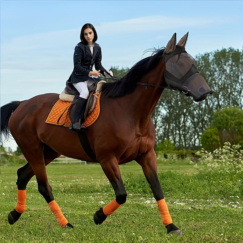 1pc Anti-mosquito Horse Head Cover Face Mask With Breathable Fabric, Insect-proof Anti-mosquito Sunshade Horse Supplies