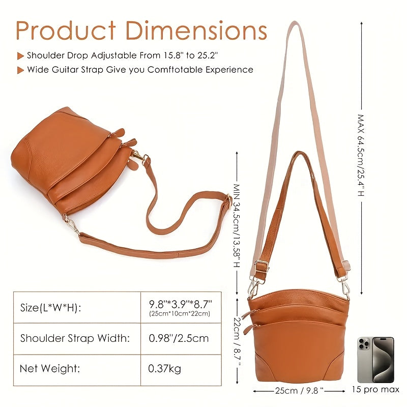 Men And Women Premium Genuine Cowhide Leather Crossbody Bag - Luxurious, Versatile, And Spacious With Ample Storage - Handbag Purse Cross Body Organizer Smart Phone Pockets