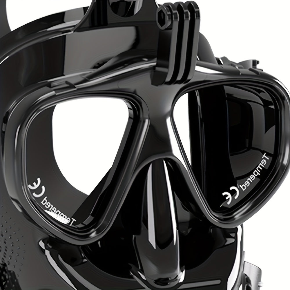 1pc SMACO M8058 Full Face Scuba Diving Mask, 360-Degree HD Panoramic View, Dual Window Function, Silicone Polymer Material, Black - Essential Underwater Gear for Swimming and Diving Enthusiasts